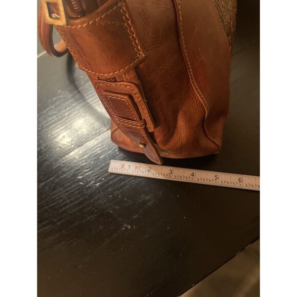 Valenchi Genuine 100% Brown Leather Large Embossed Tooled Floral Shoulder Bag - Picture 12 of 12